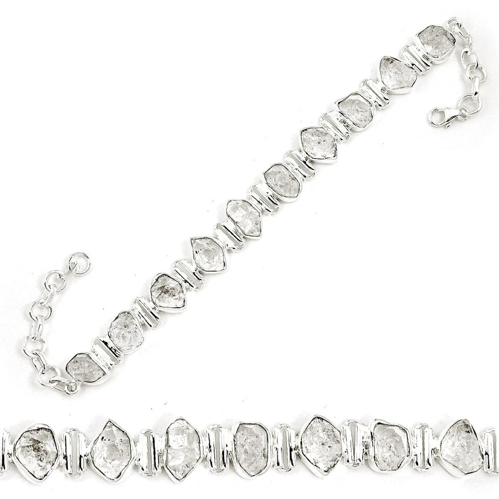 Natural white herkimer diamond 925 sterling silver tennis bracelet m64419