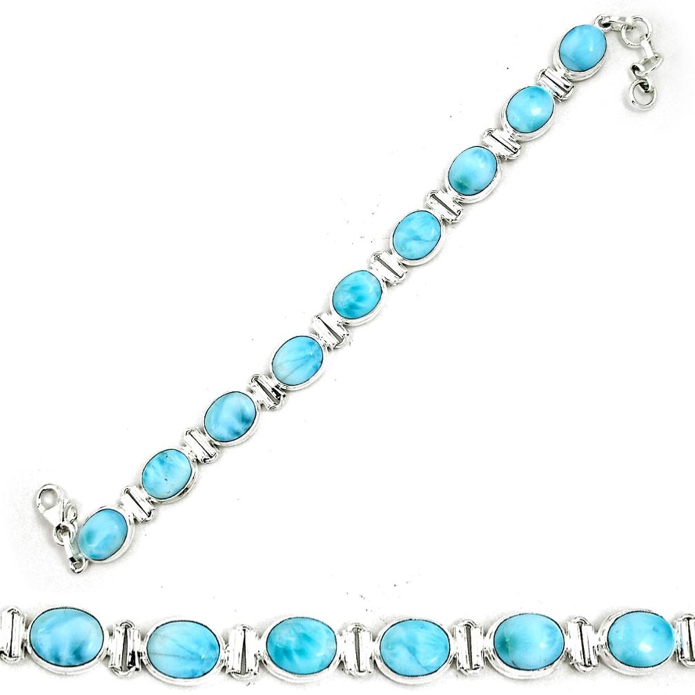 925 sterling silver natural blue larimar tennis bracelet jewelry m64429