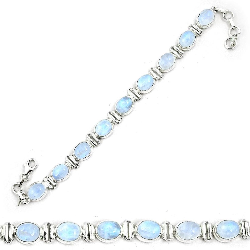 925 sterling silver natural rainbow moonstone tennis bracelet jewelry m64440