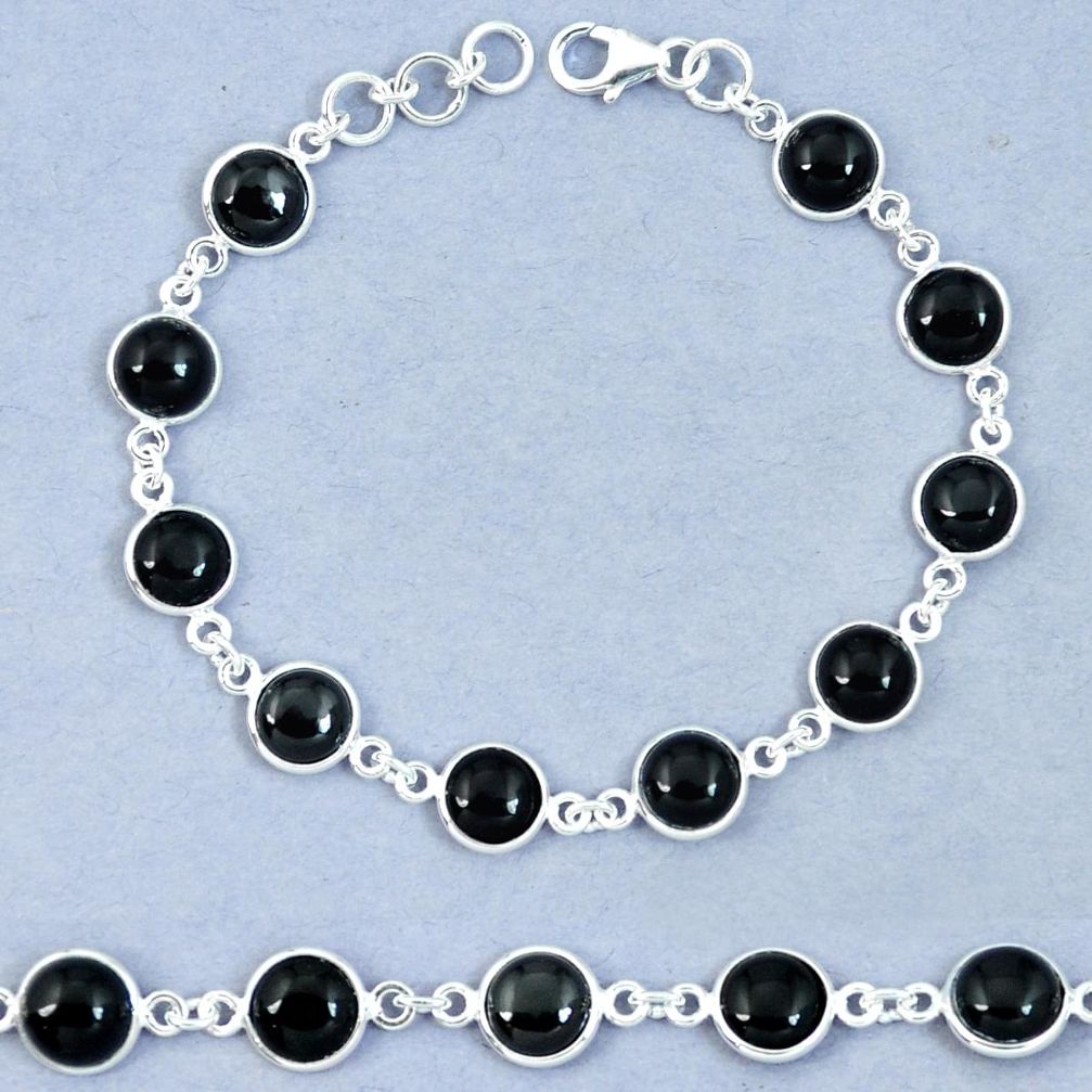 Natural black onyx 925 sterling silver tennis bracelet jewelry m67315