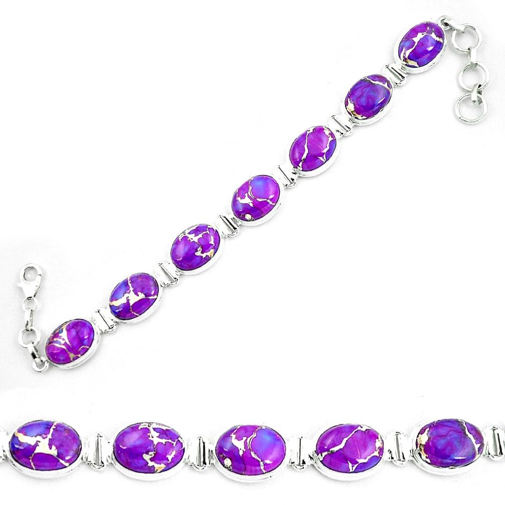 Purple copper turquoise 925 sterling silver tennis bracelet jewelry m82080