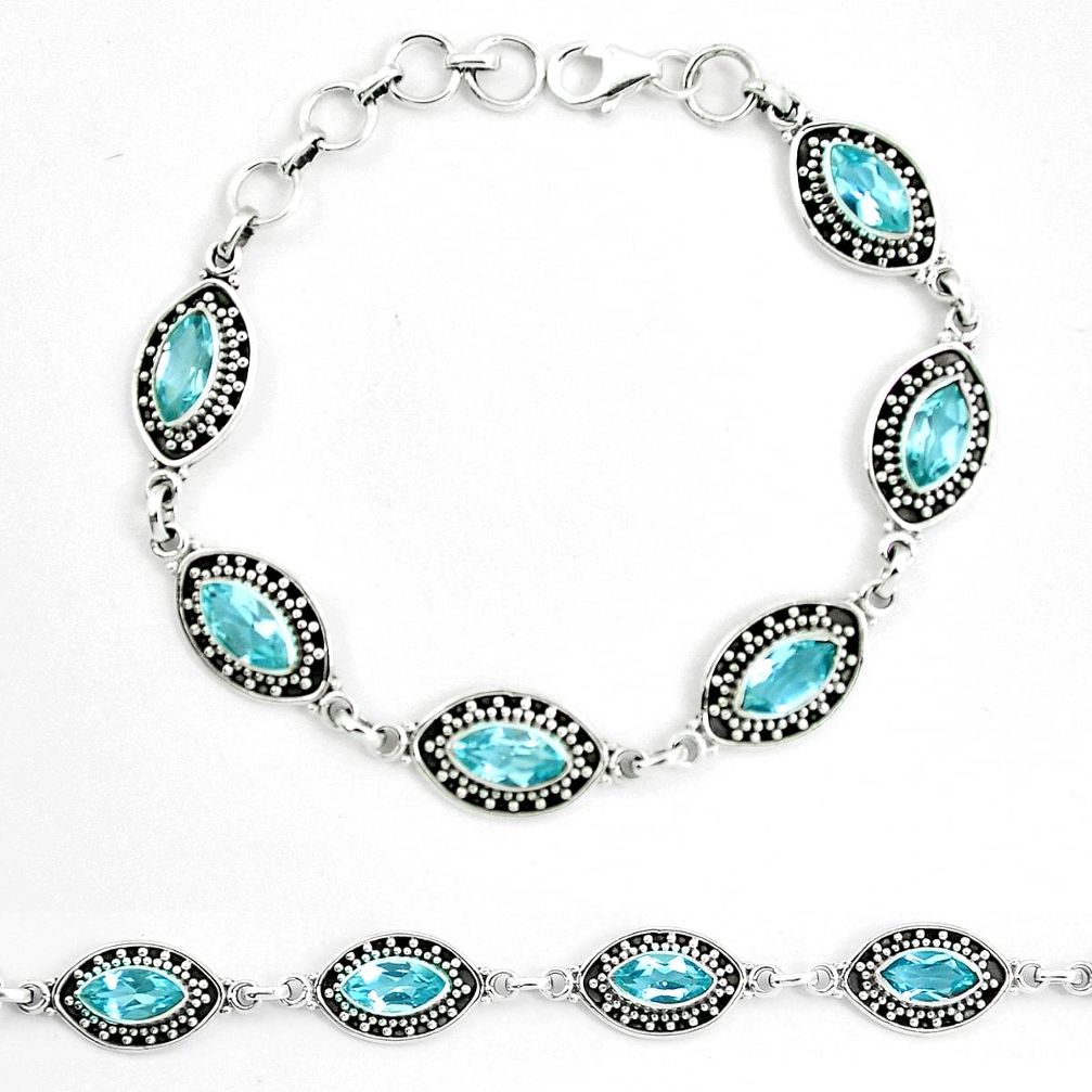Natural blue topaz 925 sterling silver tennis bracelet jewelry m82414