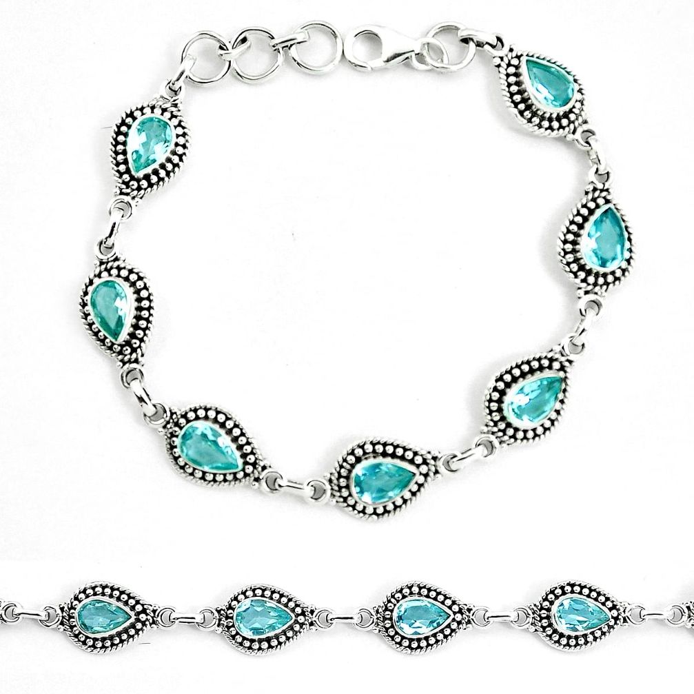 925 sterling silver natural blue topaz pear shape bracelet jewelry m82417