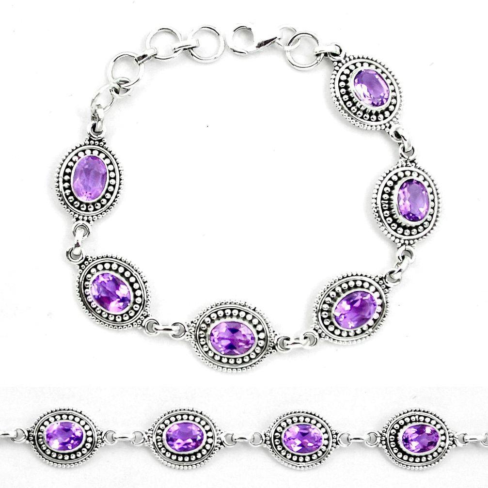 Natural purple amethyst 925 sterling silver tennis bracelet jewelry m82423