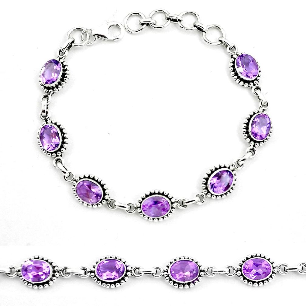 Natural purple amethyst 925 sterling silver tennis bracelet jewelry m82429