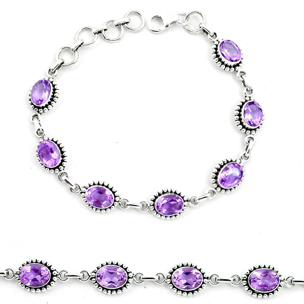 Natural purple amethyst 925 sterling silver tennis bracelet jewelry m82433