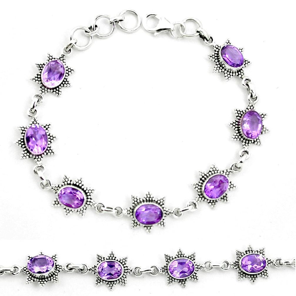 Natural purple amethyst 925 sterling silver tennis bracelet jewelry m82438