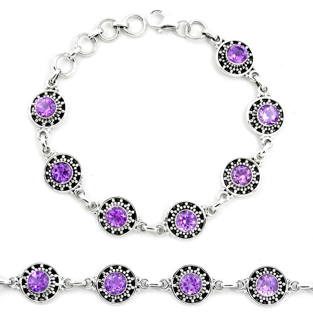 Natural purple amethyst 925 sterling silver bracelet jewelry m82461