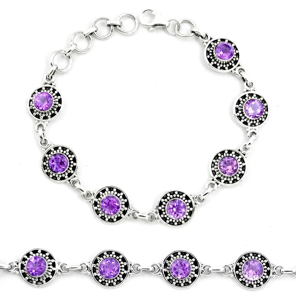 Natural purple amethyst 925 sterling silver bracelet jewelry m82463