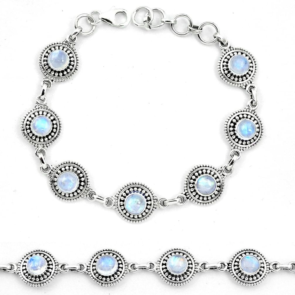 Natural rainbow moonstone 925 sterling silver bracelet jewelry m82473