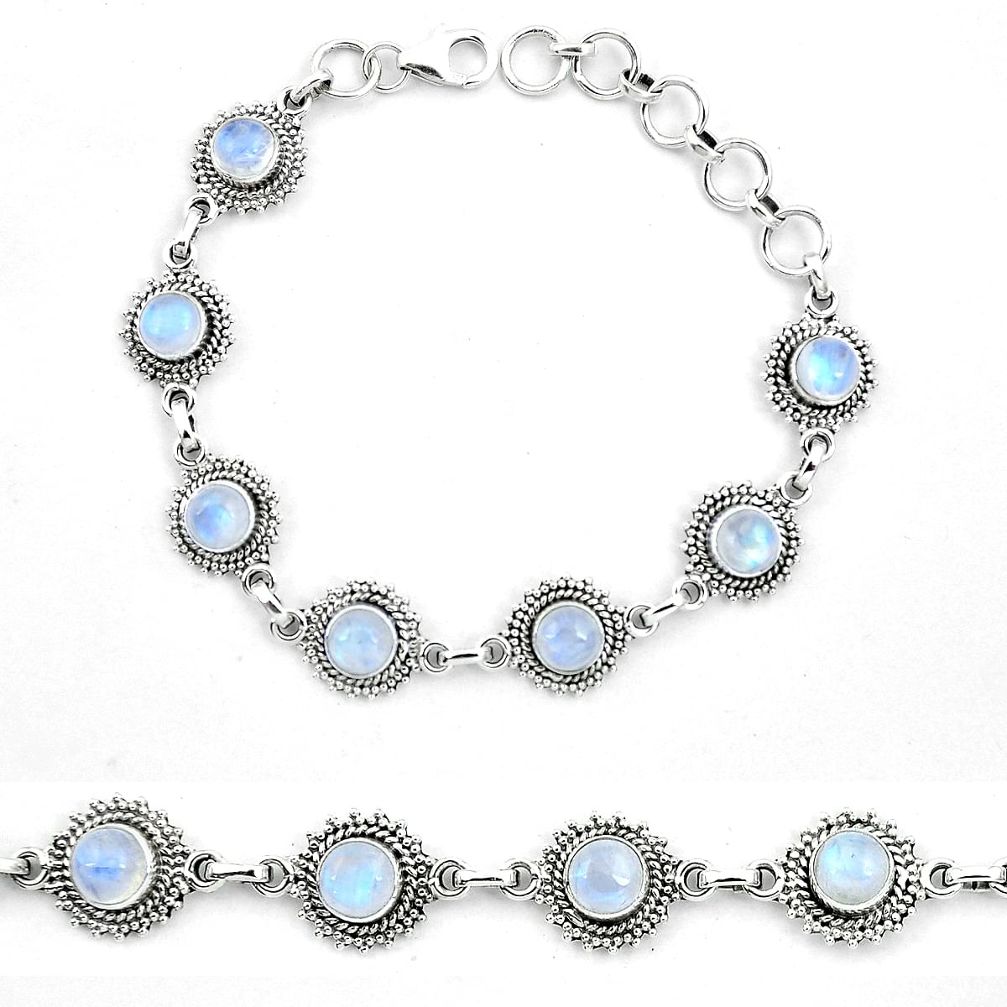 Natural rainbow moonstone 925 sterling silver bracelet jewelry m82474