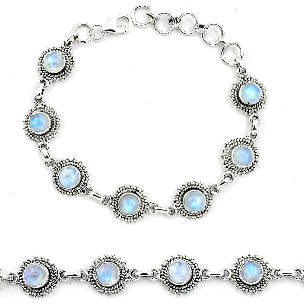 925 sterling silver natural rainbow moonstone bracelet jewelry m82475