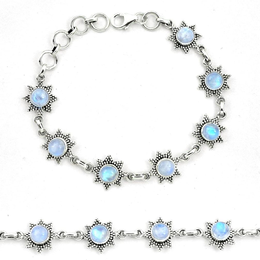 925 sterling silver natural rainbow moonstone bracelet jewelry m82479