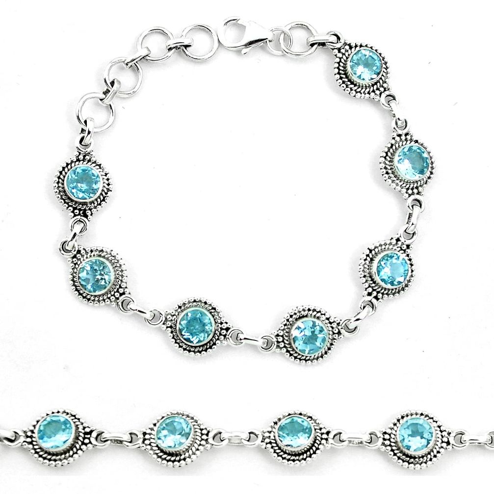 925 sterling silver natural blue topaz round tennis bracelet jewelry m82487