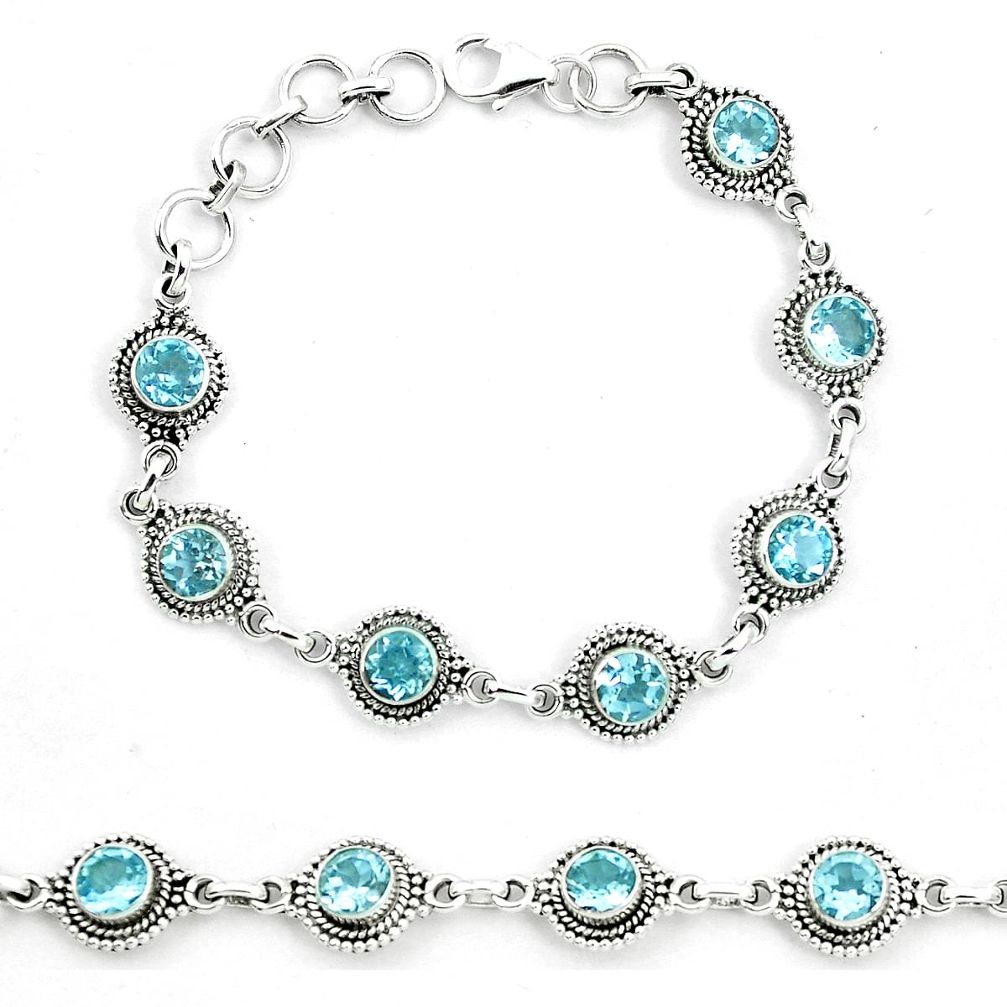 Natural blue topaz 925 sterling silver tennis bracelet jewelry m82489