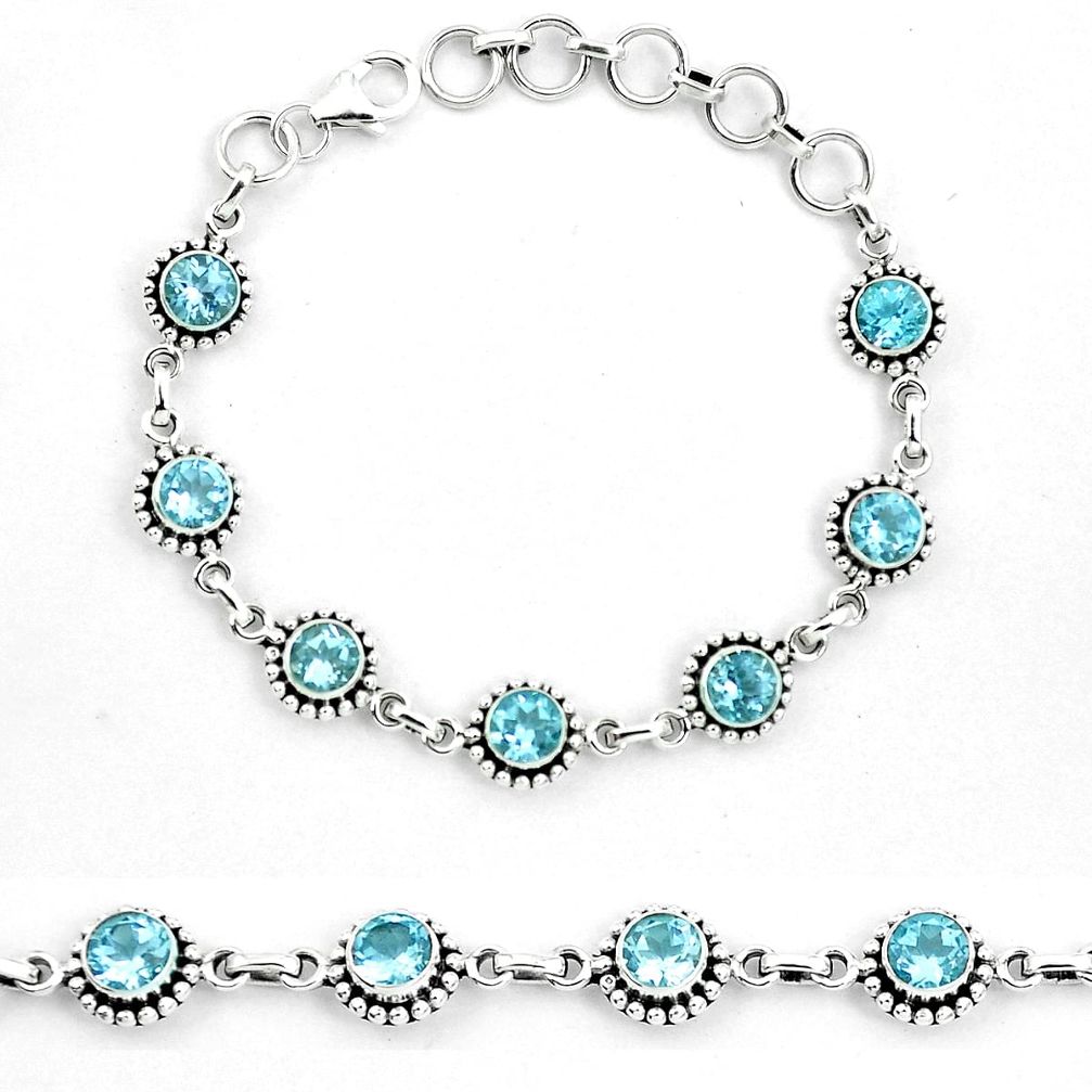Natural blue topaz 925 sterling silver tennis bracelet jewelry m82498