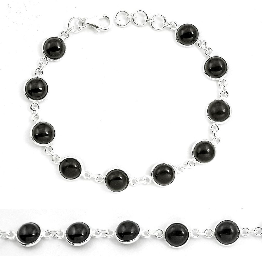 Natural black onyx 925 sterling silver tennis bracelet jewelry m83901