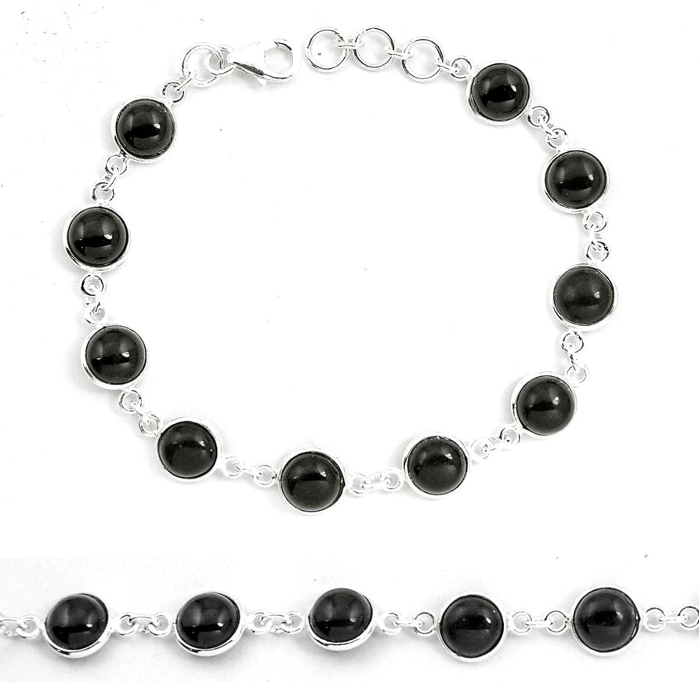 Natural black onyx 925 sterling silver tennis bracelet jewelry m83905