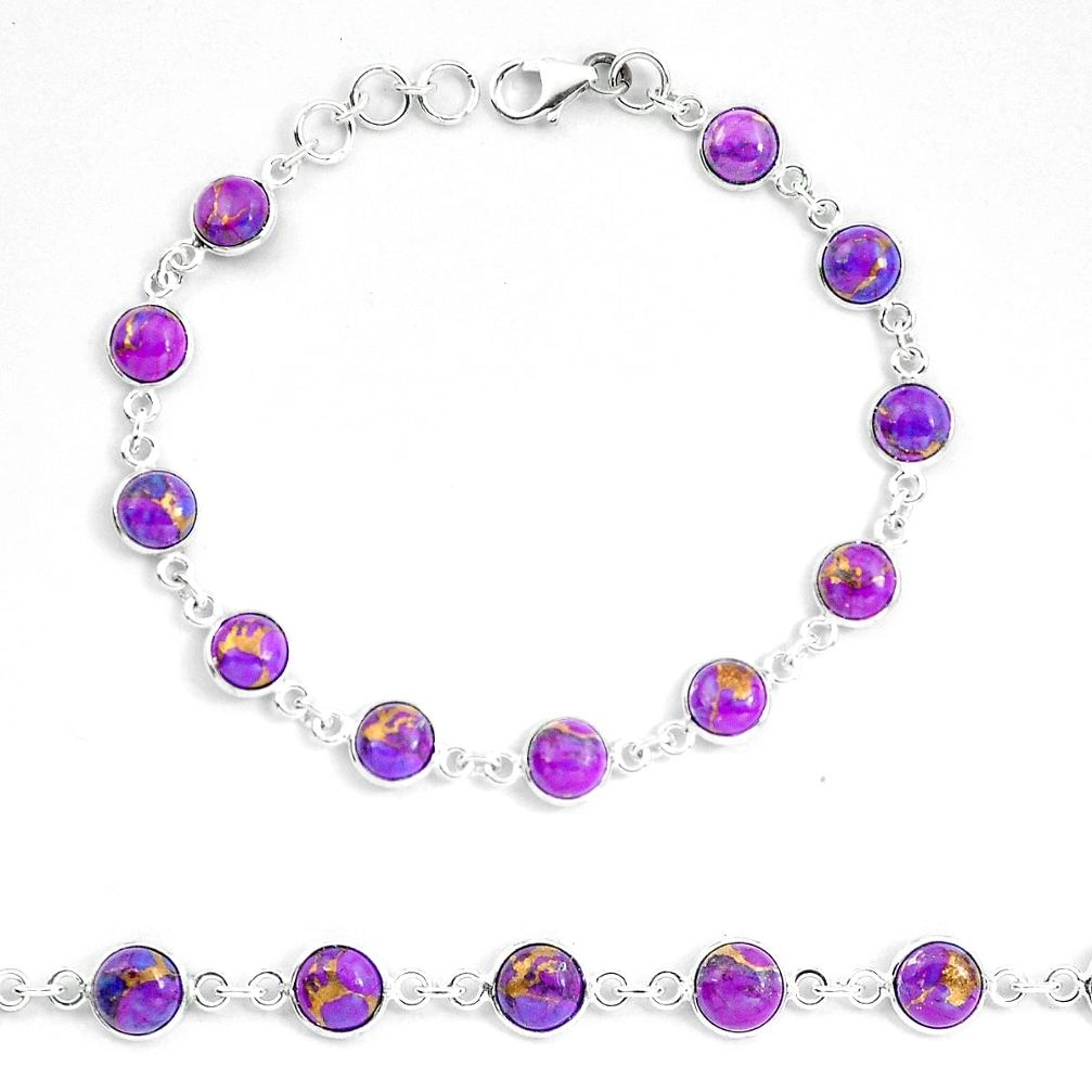 Purple copper turquoise 925 sterling silver tennis bracelet jewelry m83907