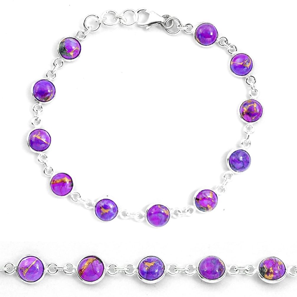 Purple copper turquoise 925 sterling silver tennis bracelet jewelry m83908