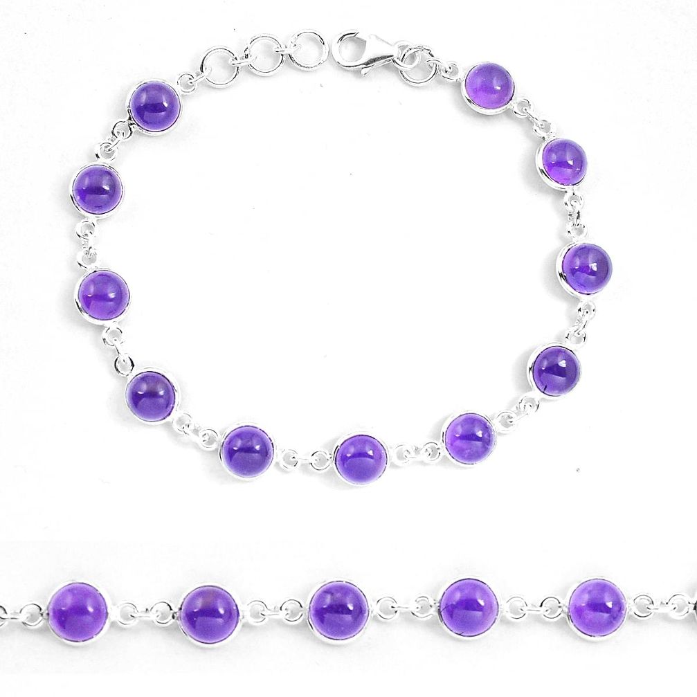 Natural purple amethyst 925 sterling silver tennis bracelet jewelry m83912