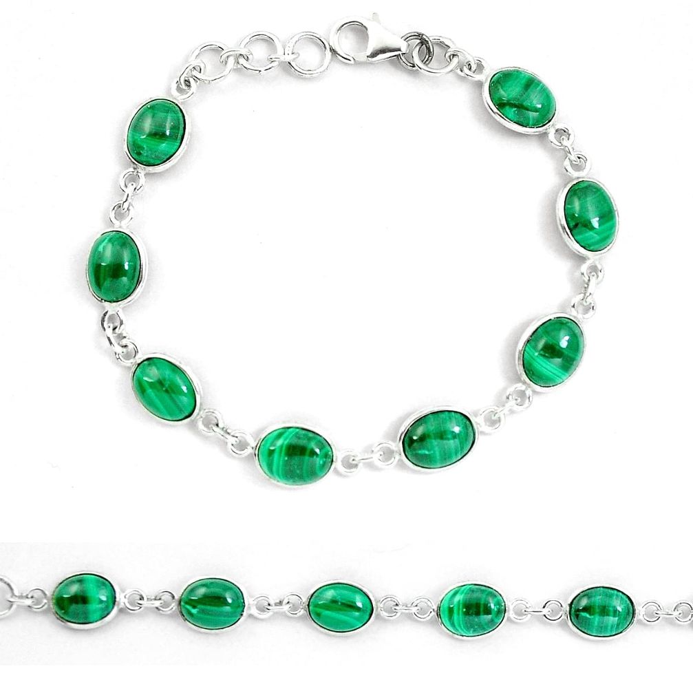 925 silver natural green malachite (pilot's stone) tennis bracelet m83940