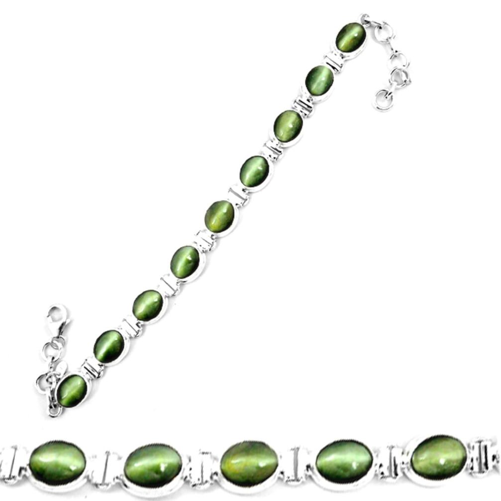 925 sterling silver green cats eye oval tennis bracelet jewelry m8576