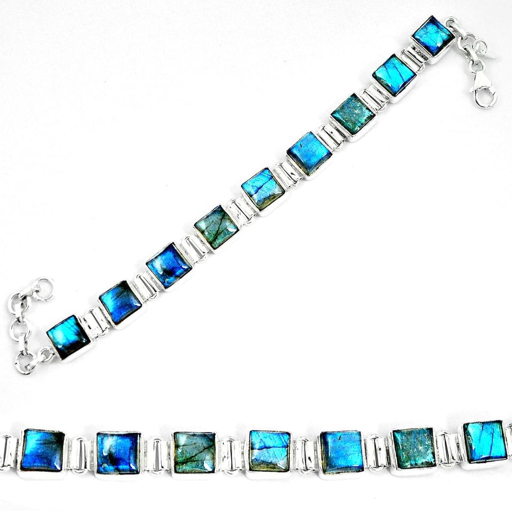 Natural blue labradorite 925 sterling silver tennis bracelet jewelry m86121