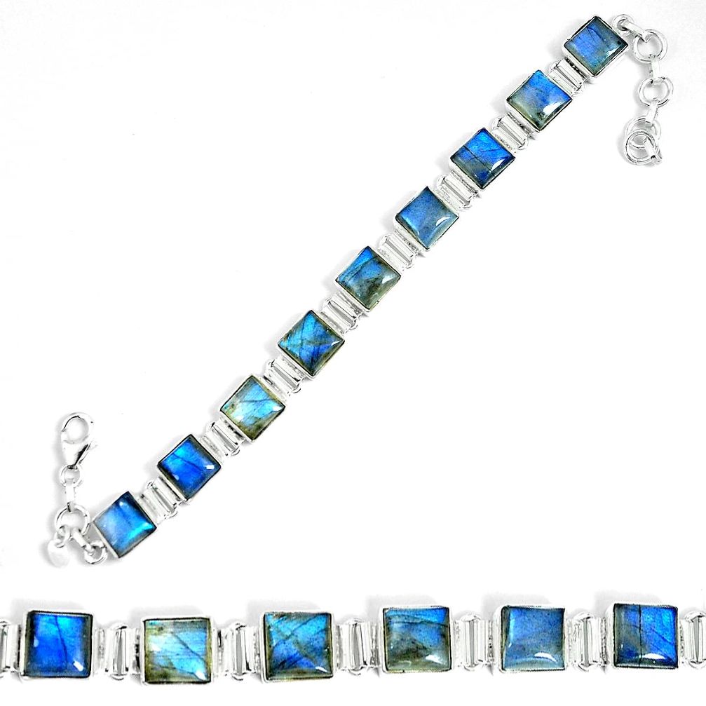 Natural blue labradorite 925 sterling silver tennis bracelet jewelry m86122