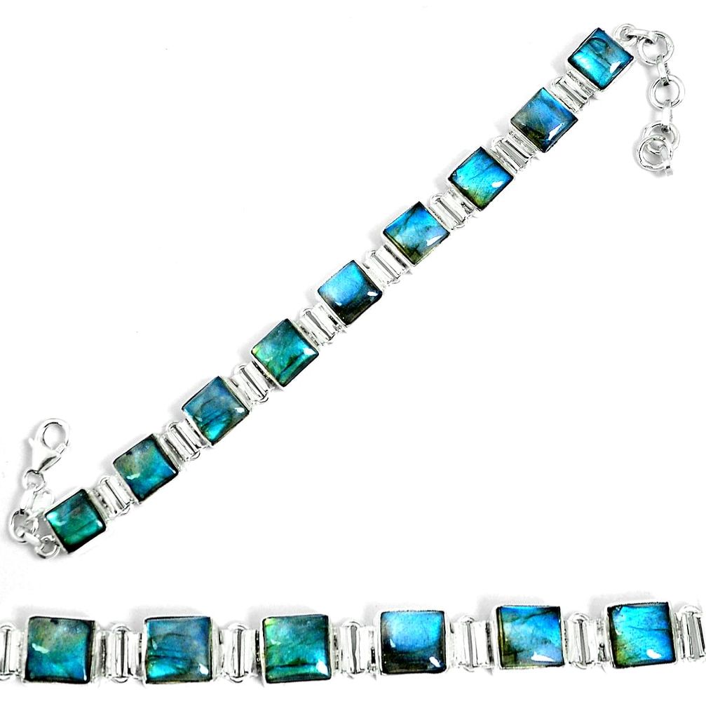 Natural blue labradorite 925 sterling silver tennis bracelet jewelry m86125
