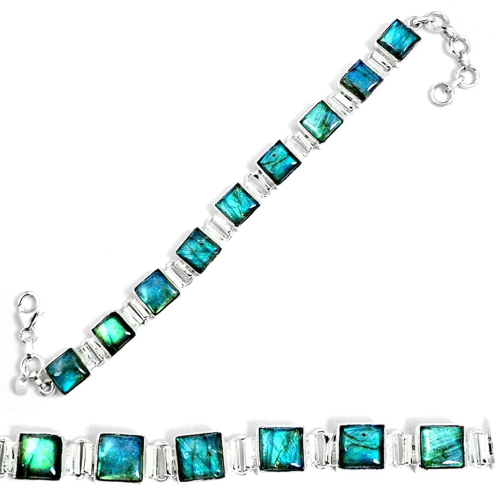 Natural blue labradorite 925 sterling silver tennis bracelet jewelry m86126