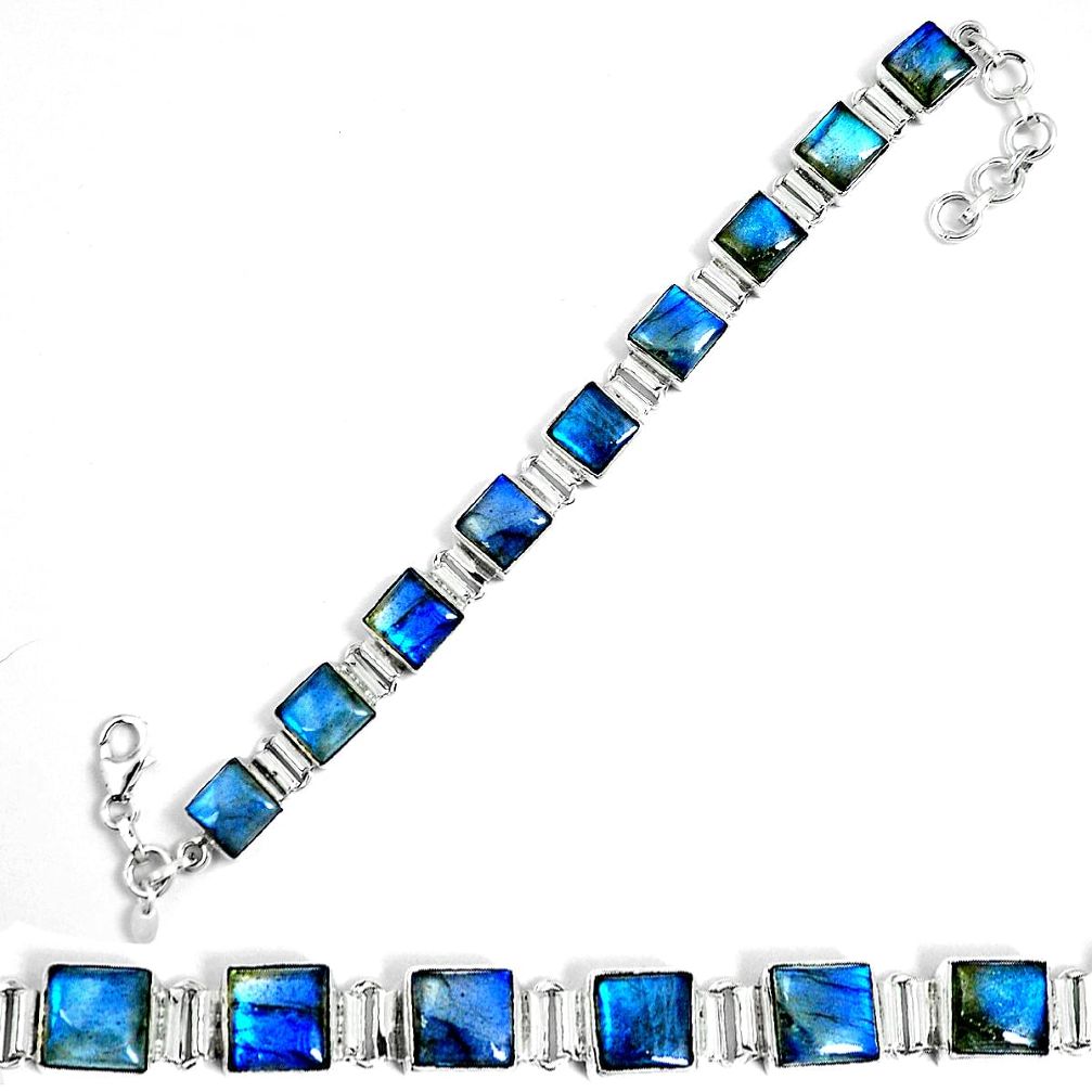 925 sterling silver natural blue labradorite square tennis bracelet m86129