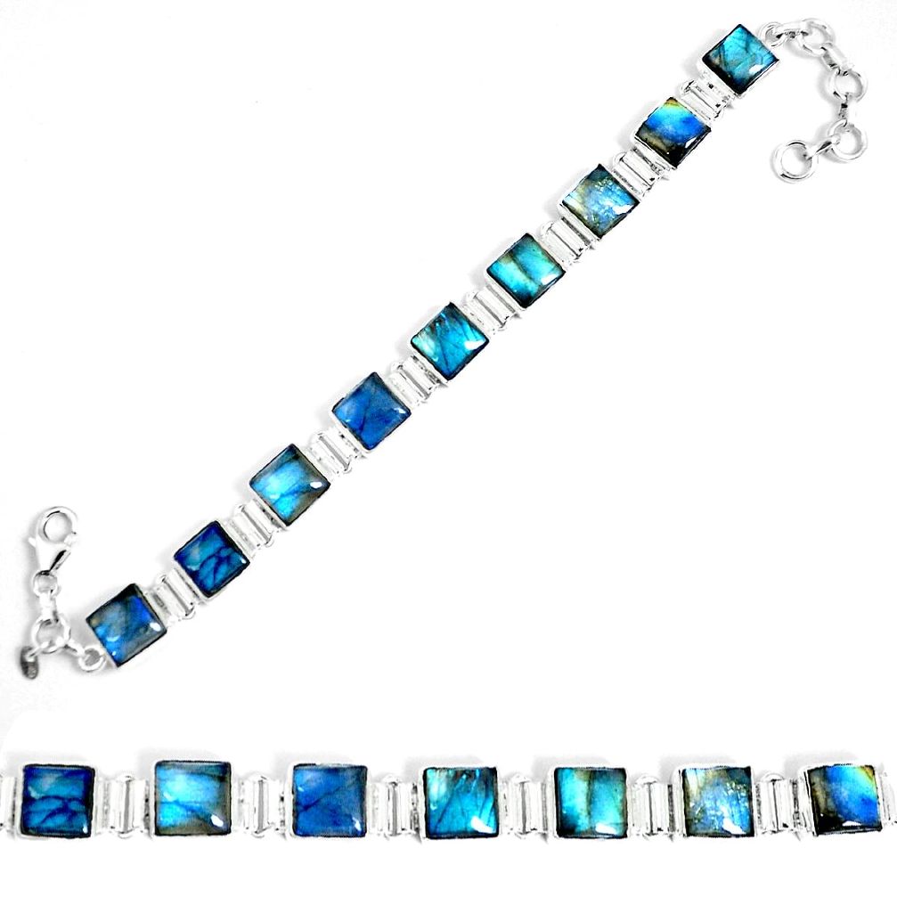 Natural blue labradorite 925 sterling silver tennis bracelet jewelry m86132