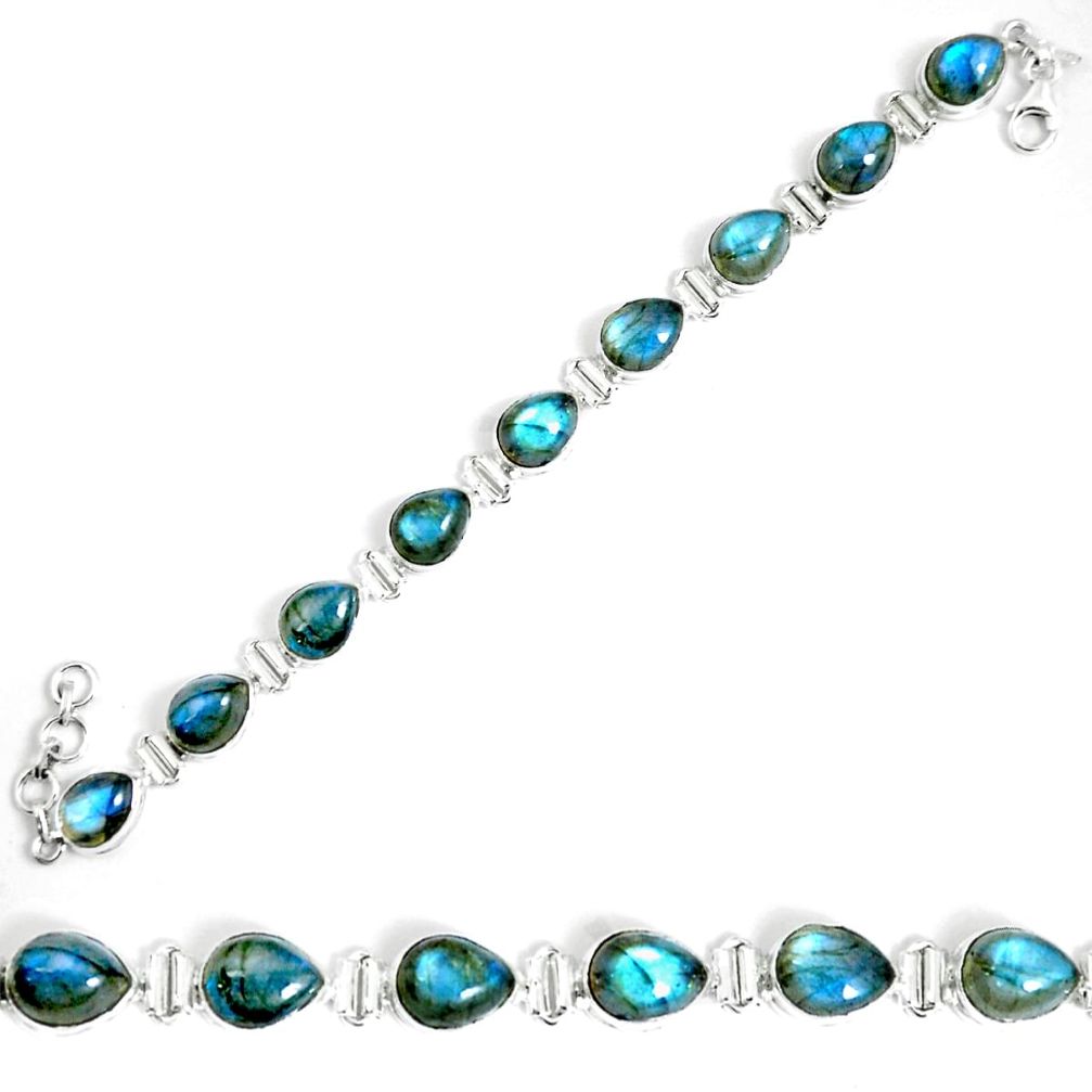 925 sterling silver natural blue labradorite pear tennis bracelet m86133