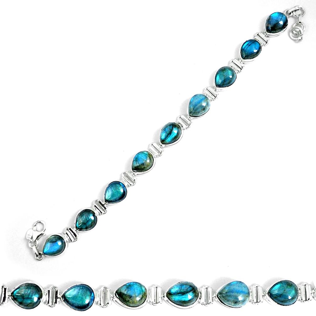Natural blue labradorite 925 sterling silver tennis bracelet jewelry m86134