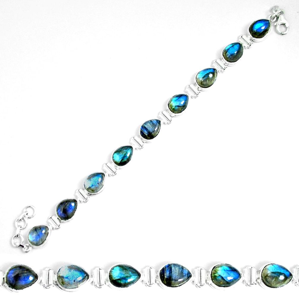 Natural blue labradorite 925 sterling silver tennis bracelet jewelry m86135