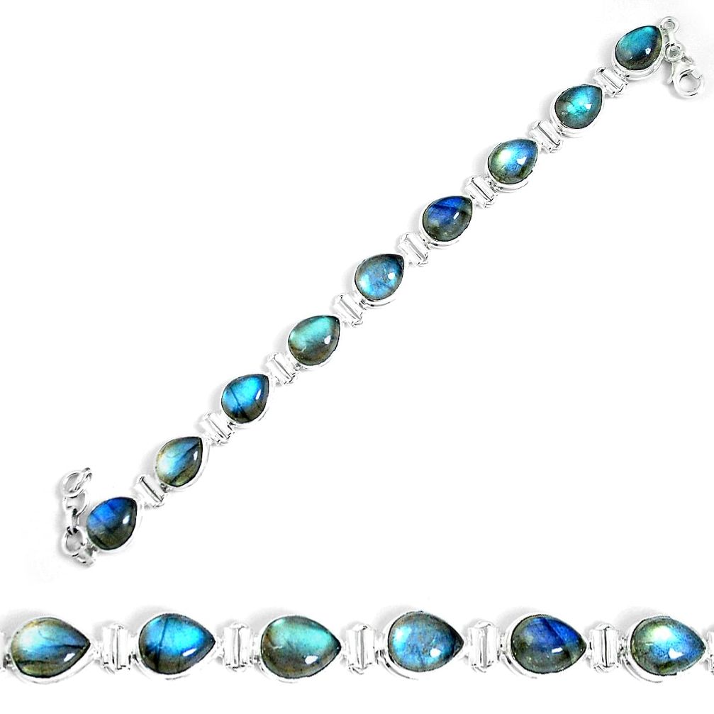 Natural blue labradorite 925 sterling silver tennis bracelet jewelry m86136