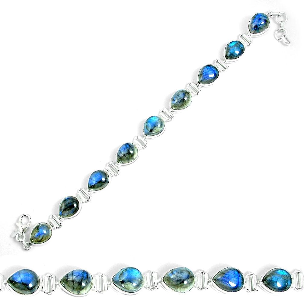 925 sterling silver natural blue labradorite pear tennis bracelet m86137