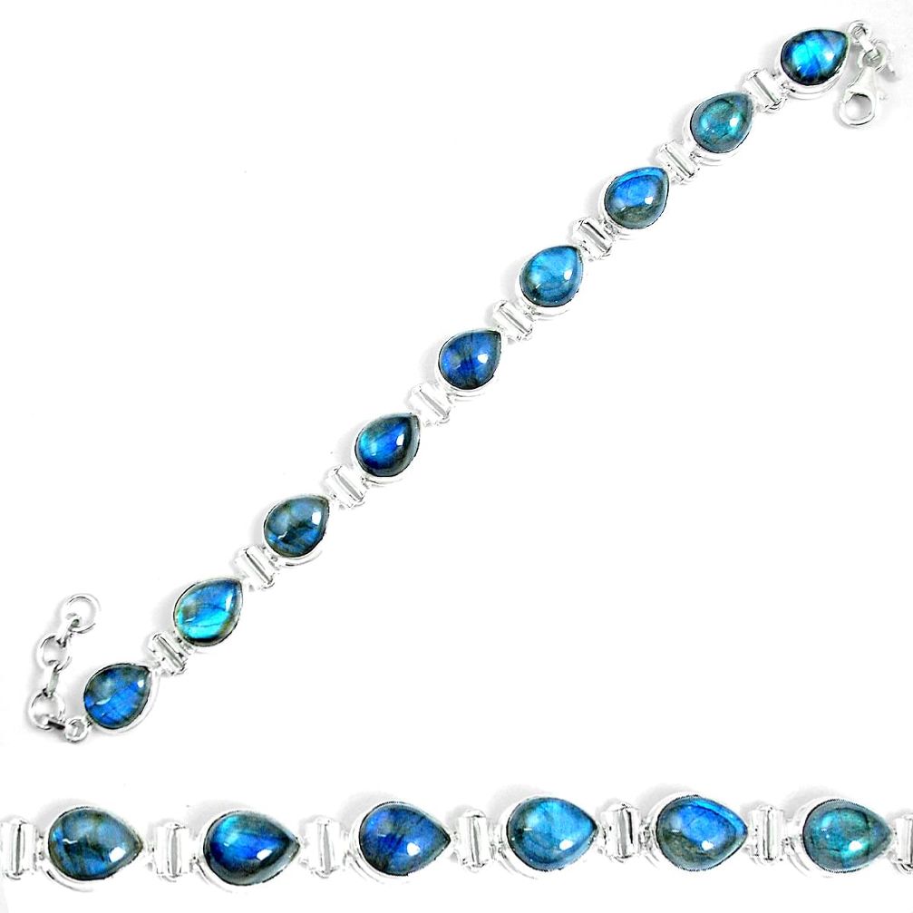Natural blue labradorite 925 sterling silver tennis bracelet jewelry m86138