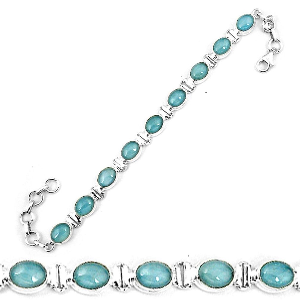 Natural blue aquamarine 925 sterling silver tennis bracelet jewelry m8614