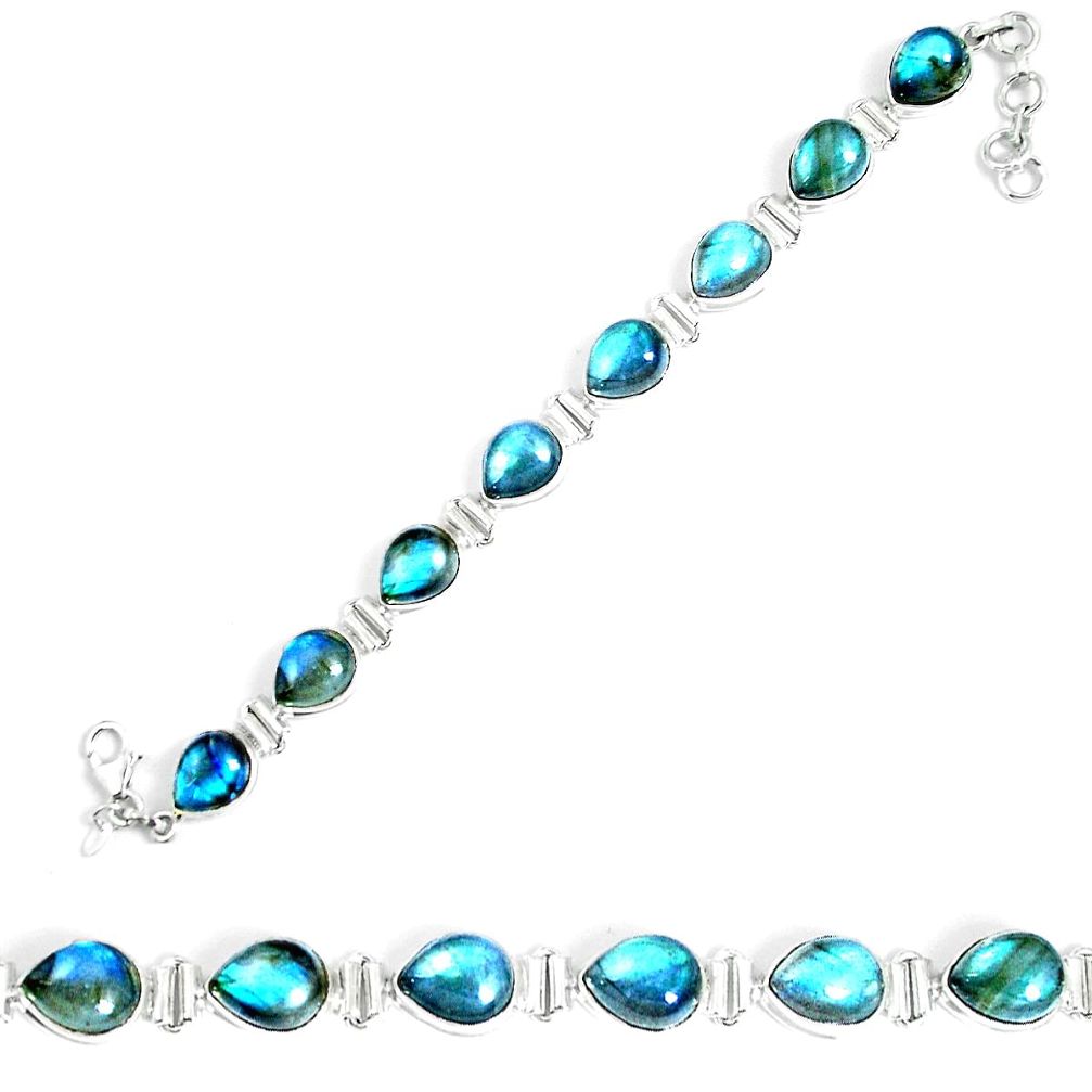 925 sterling silver natural blue labradorite pear tennis bracelet m86140