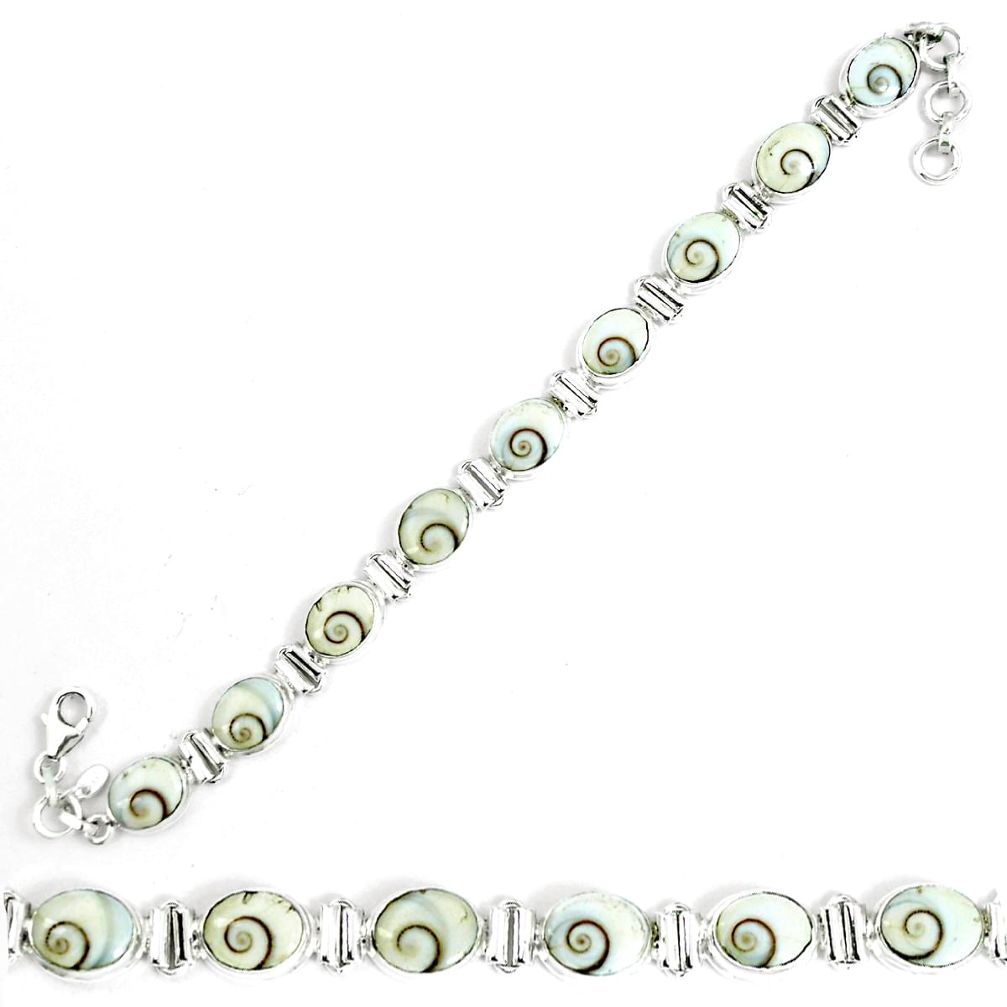 Natural white shiva eye 925 sterling silver tennis bracelet jewelry m86145