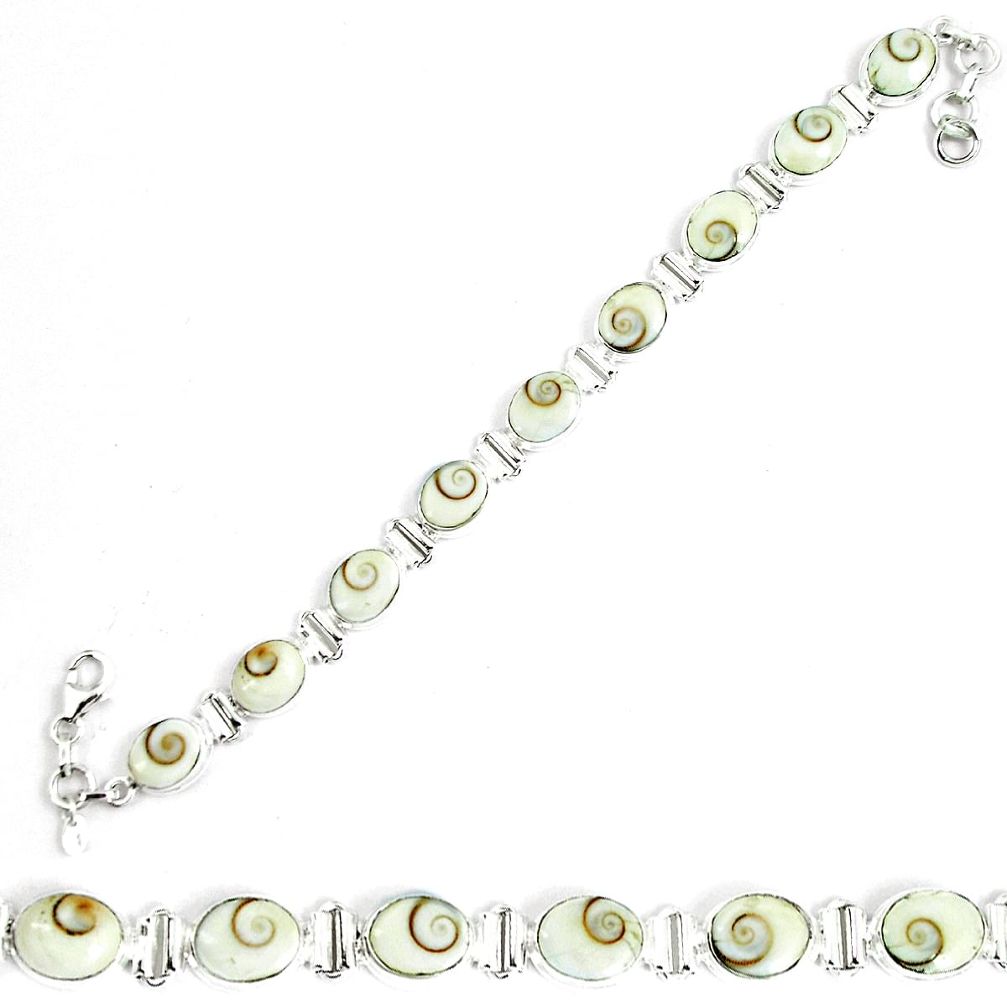 Natural white shiva eye 925 sterling silver tennis bracelet jewelry m86146