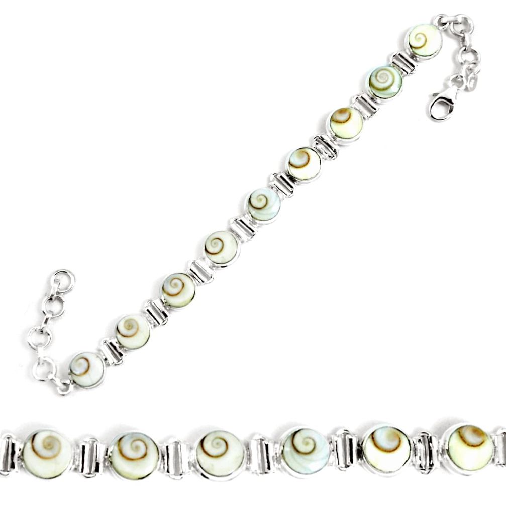 Natural white shiva eye 925 sterling silver tennis bracelet jewelry m86150