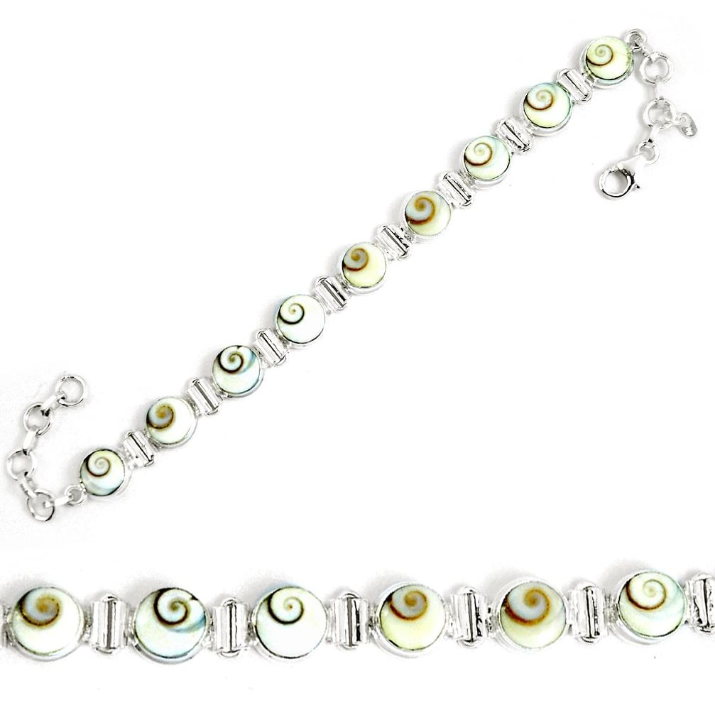 Natural white shiva eye 925 sterling silver tennis bracelet jewelry m86151