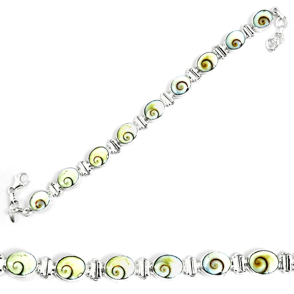 Natural white shiva eye 925 sterling silver tennis bracelet jewelry m86154