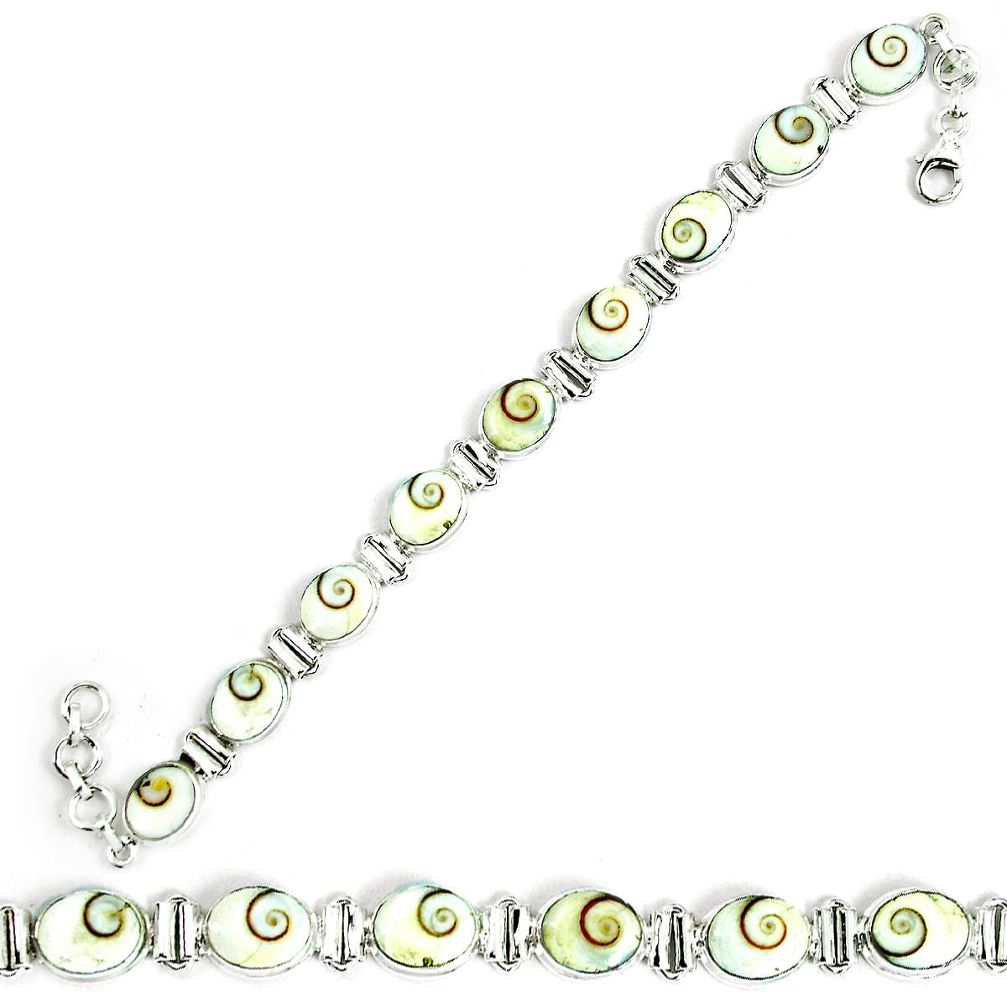 Natural white shiva eye 925 sterling silver tennis bracelet jewelry m86157