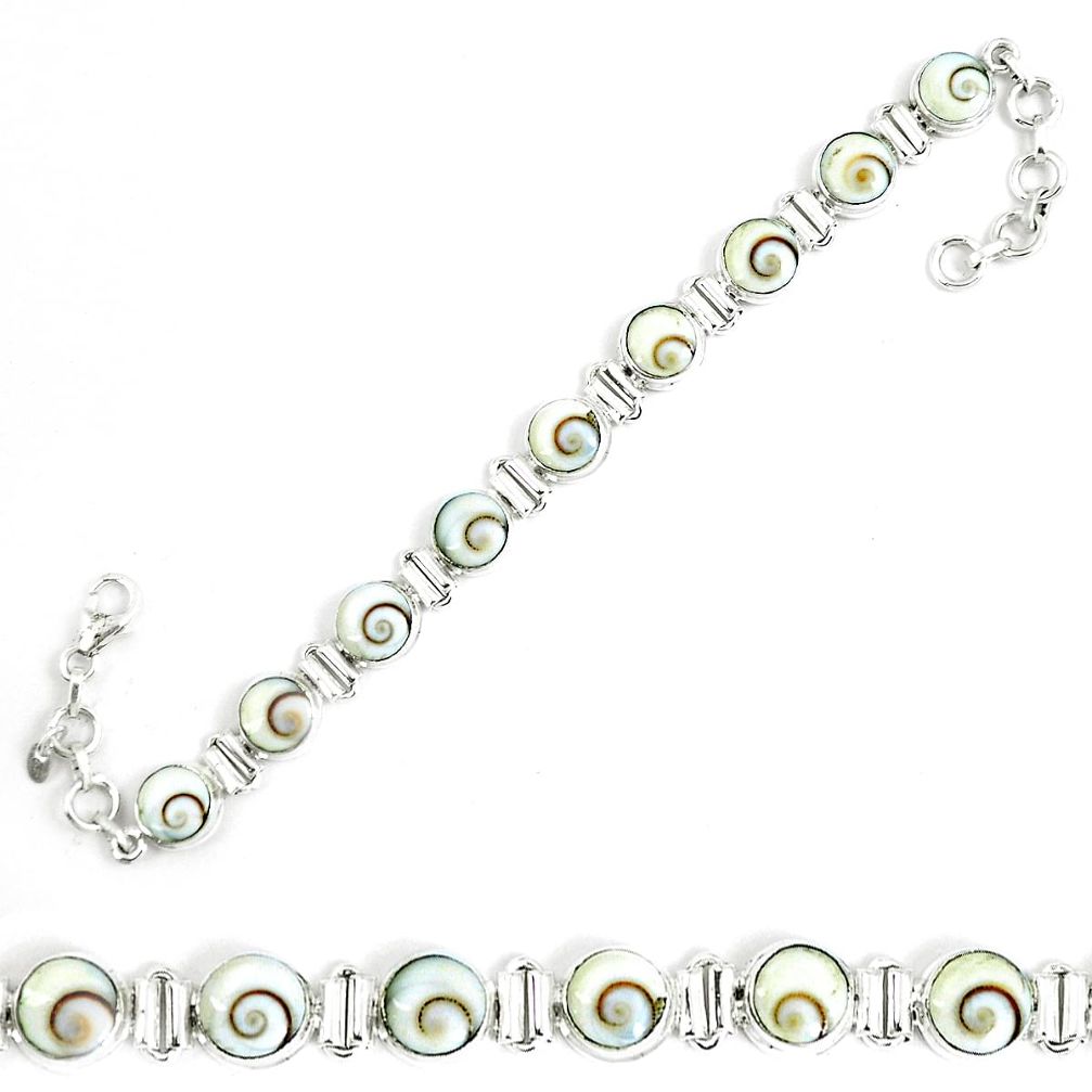 Natural white shiva eye 925 sterling silver tennis bracelet jewelry m86159