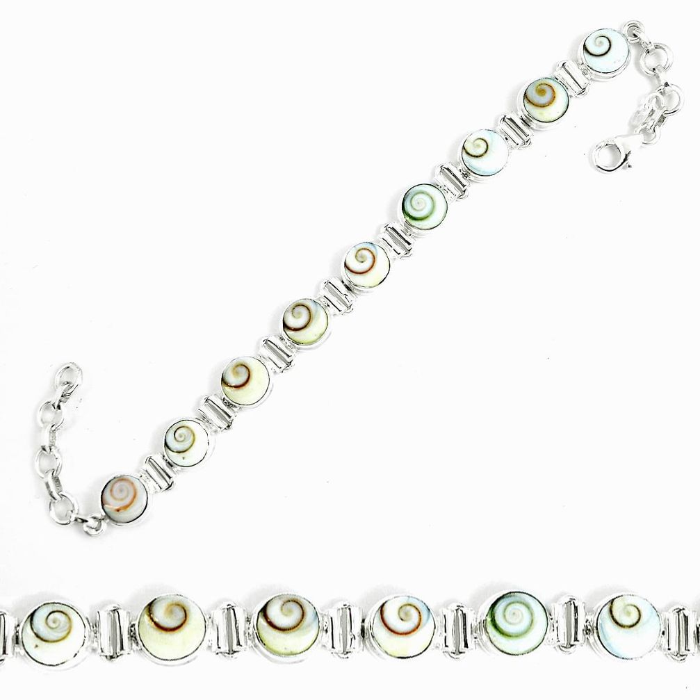 Natural white shiva eye 925 sterling silver tennis bracelet jewelry m86160