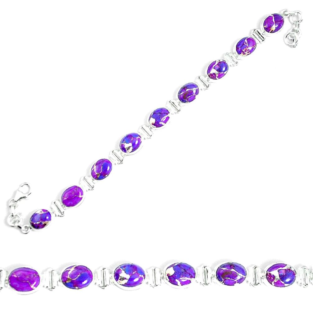 Purple copper turquoise 925 sterling silver tennis bracelet jewelry m86161